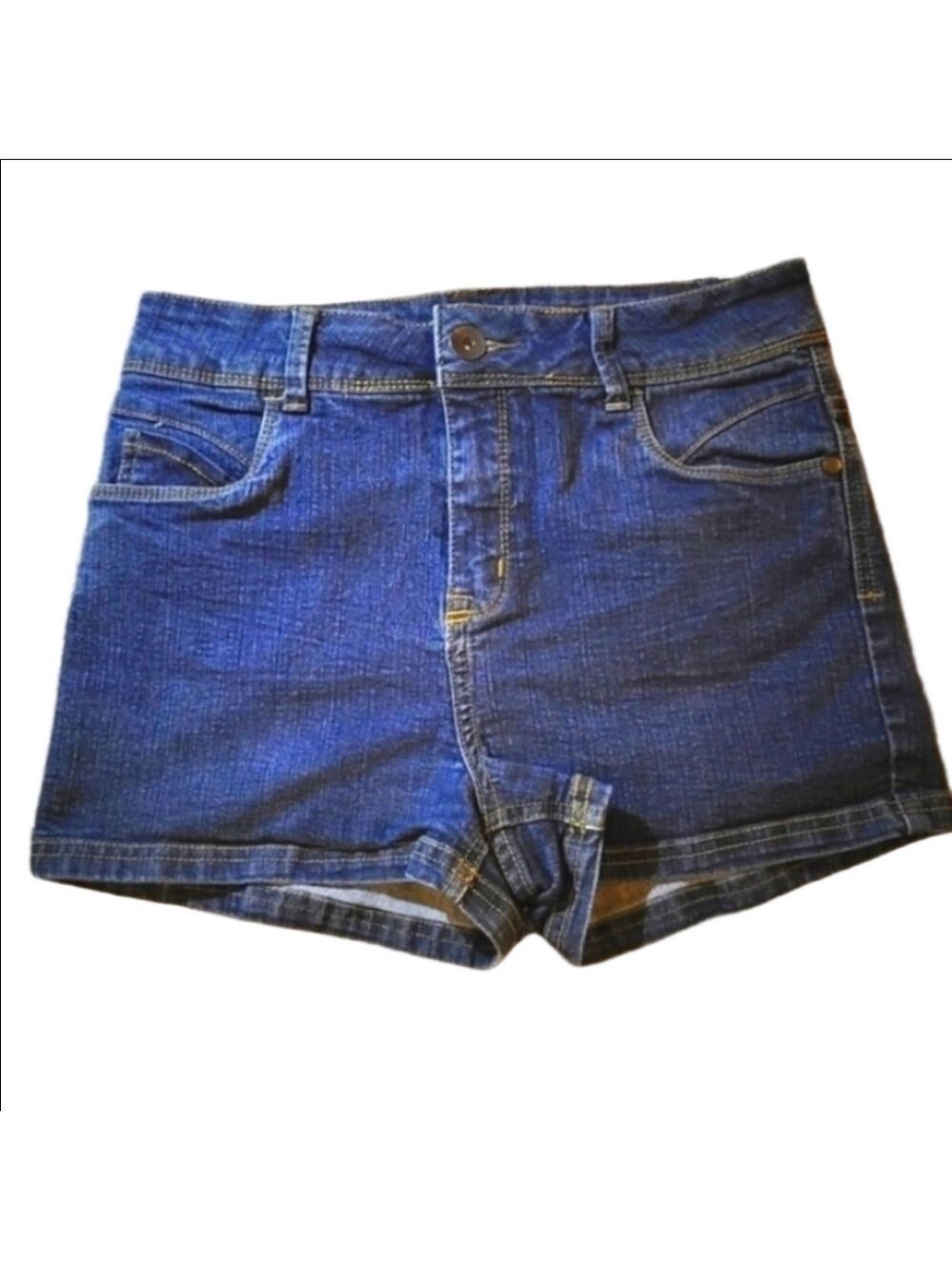 Y2K STREETWEAR SOCIETY HIGH RISE DARK WASH STRETCH JEAN SHORTS WOMENS SIZE 9